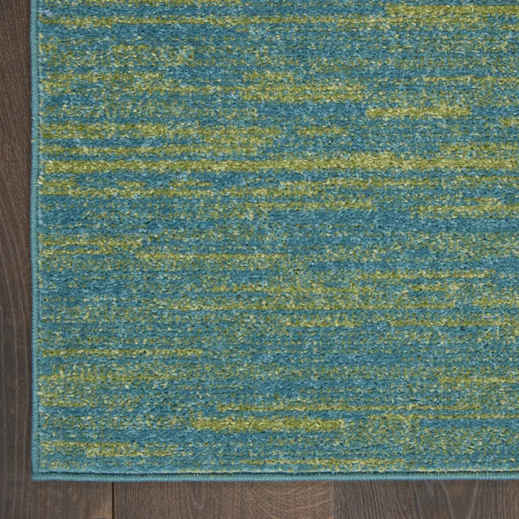 2' X 10' Blue And Green Striped Non Skid Indoor Outdoor Runner Rug - Homeroots - Flyclothing LLC