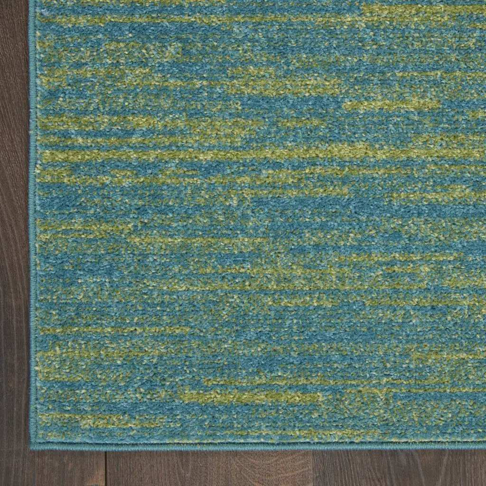 2' X 10' Blue And Green Striped Non Skid Indoor Outdoor Runner Rug - Homeroots - Flyclothing LLC