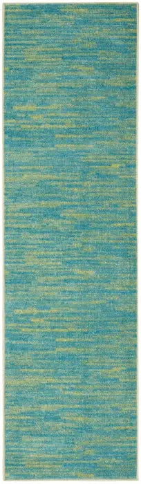 2' X 10' Blue And Green Striped Non Skid Indoor Outdoor Runner Rug - Homeroots - Flyclothing LLC