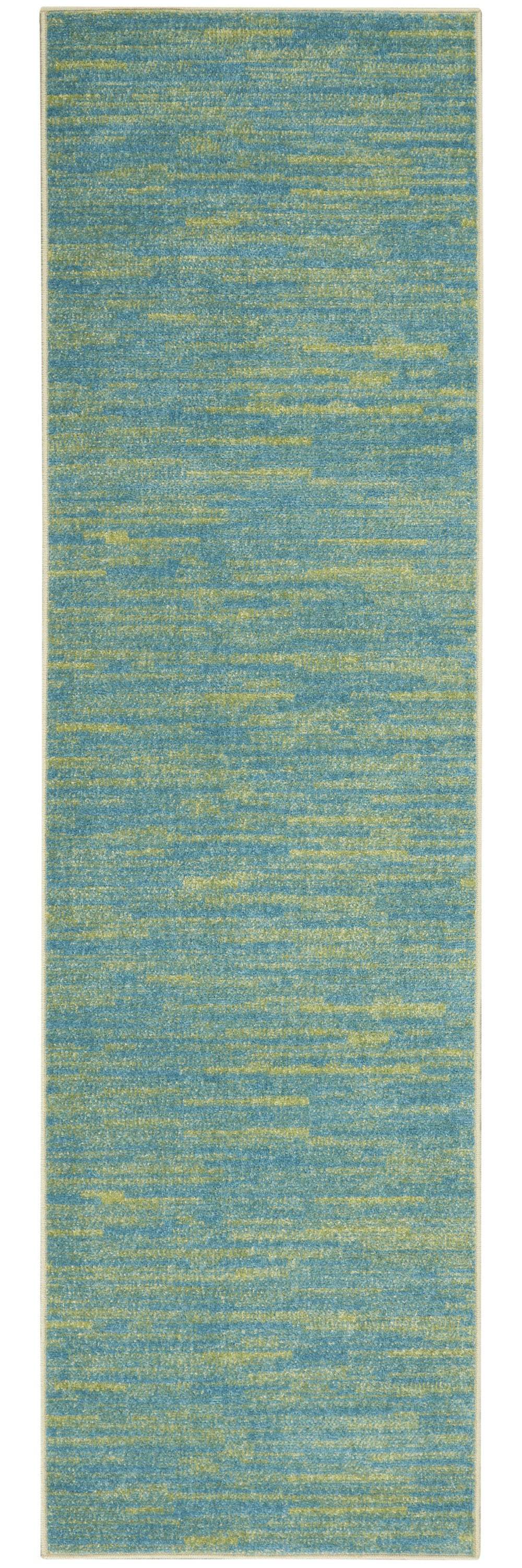 2' X 10' Blue And Green Striped Non Skid Indoor Outdoor Runner Rug - Homeroots - Flyclothing LLC