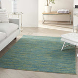 6' X 9' Blue And Green Striped Non Skid Indoor Outdoor Area Rug - Homeroots - Flyclothing LLC