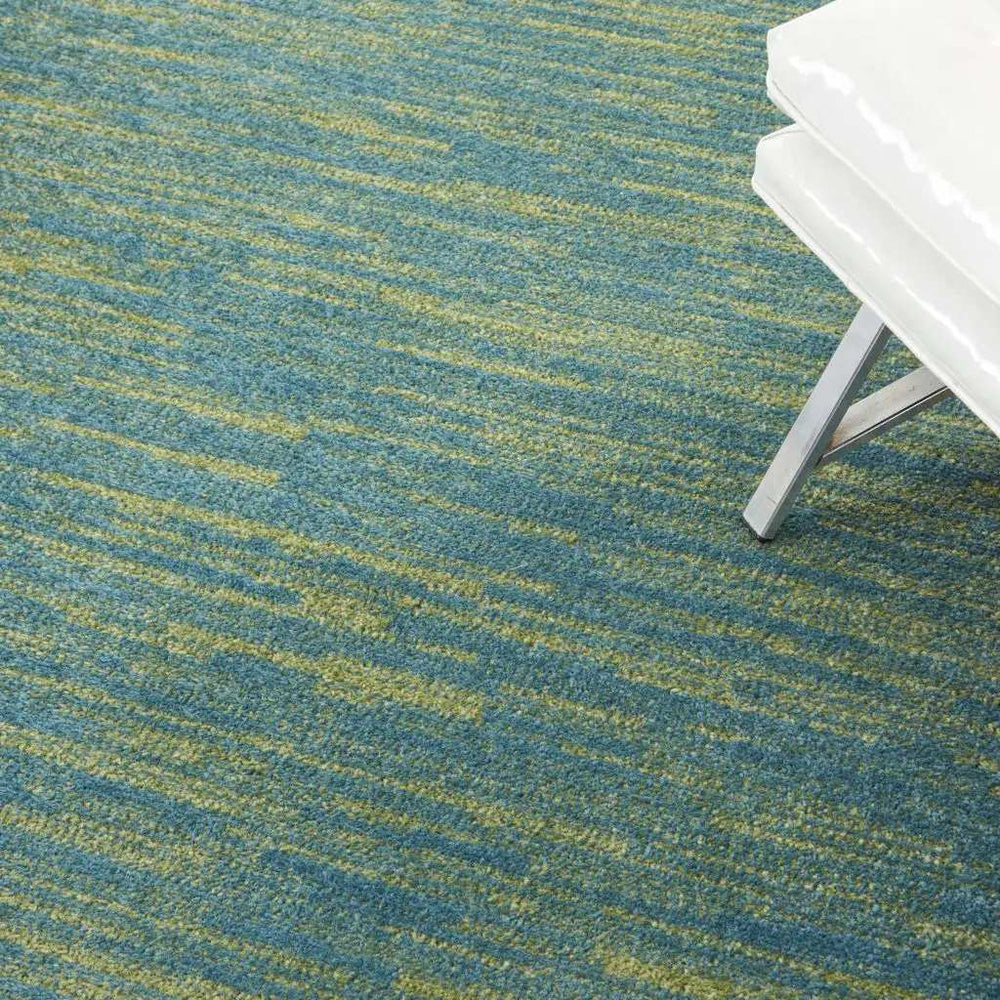6' X 9' Blue And Green Striped Non Skid Indoor Outdoor Area Rug - Homeroots - Flyclothing LLC