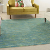 7' X 7' Blue And Green Square Striped Non Skid Indoor Outdoor Area Rug - Homeroots - Flyclothing LLC
