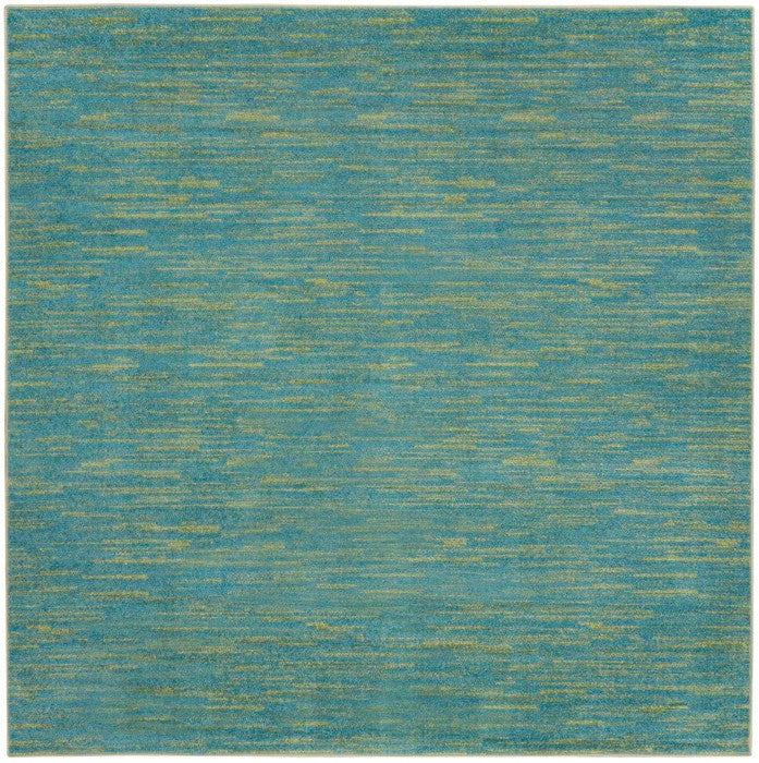 7' X 7' Blue And Green Square Striped Non Skid Indoor Outdoor Area Rug - Homeroots