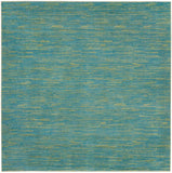 7' X 7' Blue And Green Square Striped Non Skid Indoor Outdoor Area Rug - Homeroots