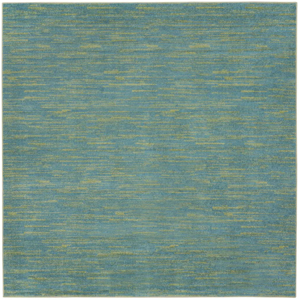 7' X 7' Blue And Green Square Striped Non Skid Indoor Outdoor Area Rug - Homeroots - Flyclothing LLC