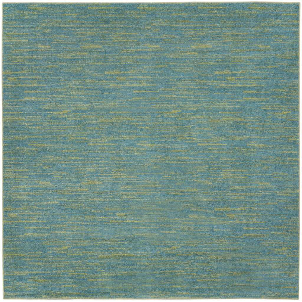 7' X 7' Blue And Green Square Striped Non Skid Indoor Outdoor Area Rug - Homeroots - Flyclothing LLC