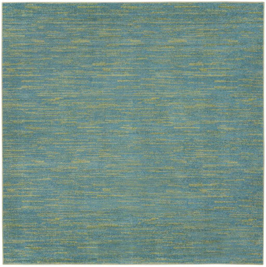 7' X 7' Blue And Green Square Striped Non Skid Indoor Outdoor Area Rug - Homeroots - Flyclothing LLC