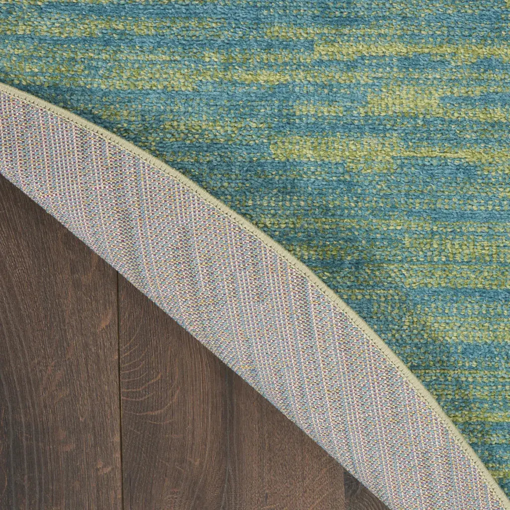 8' X 8' Blue And Green Round Striped Non Skid Indoor Outdoor Area Rug - Homeroots - Flyclothing LLC