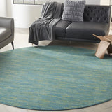 8' X 8' Blue And Green Round Striped Non Skid Indoor Outdoor Area Rug - Homeroots - Flyclothing LLC
