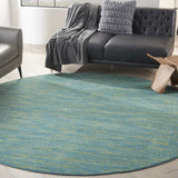8' X 8' Blue And Green Round Striped Non Skid Indoor Outdoor Area Rug - Homeroots - Flyclothing LLC