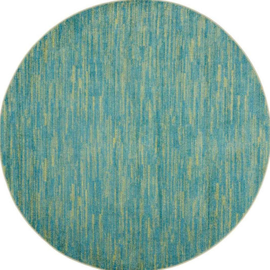 8' X 8' Blue And Green Round Striped Non Skid Indoor Outdoor Area Rug - Homeroots - Flyclothing LLC