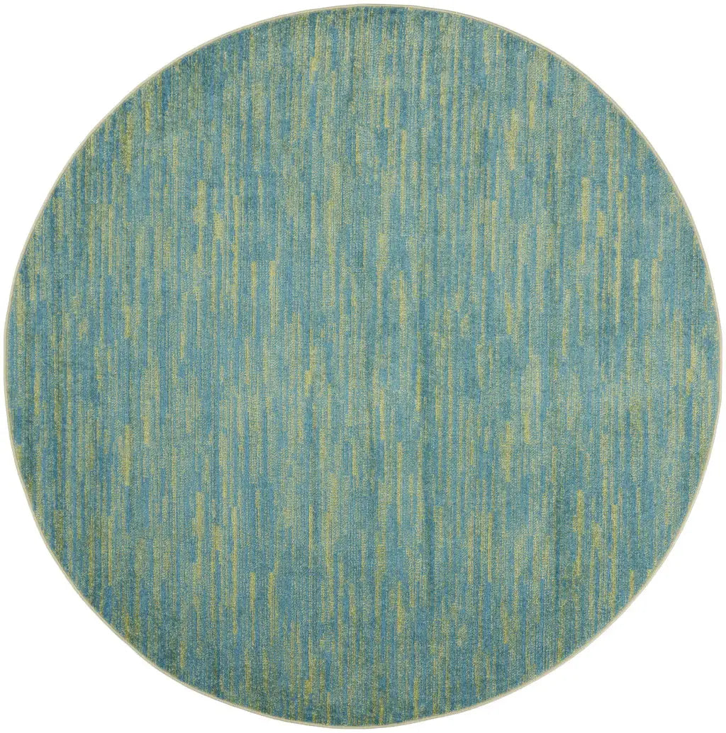 8' X 8' Blue And Green Round Striped Non Skid Indoor Outdoor Area Rug - Homeroots - Flyclothing LLC