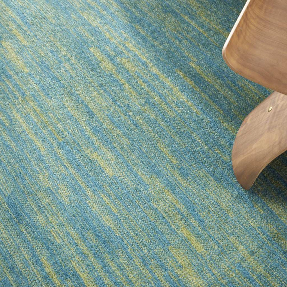 8' X 8' Blue And Green Round Striped Non Skid Indoor Outdoor Area Rug - Homeroots - Flyclothing LLC