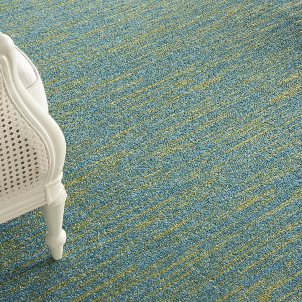 8' X 10' Blue And Green Striped Non Skid Indoor Outdoor Area Rug - Homeroots - Flyclothing LLC