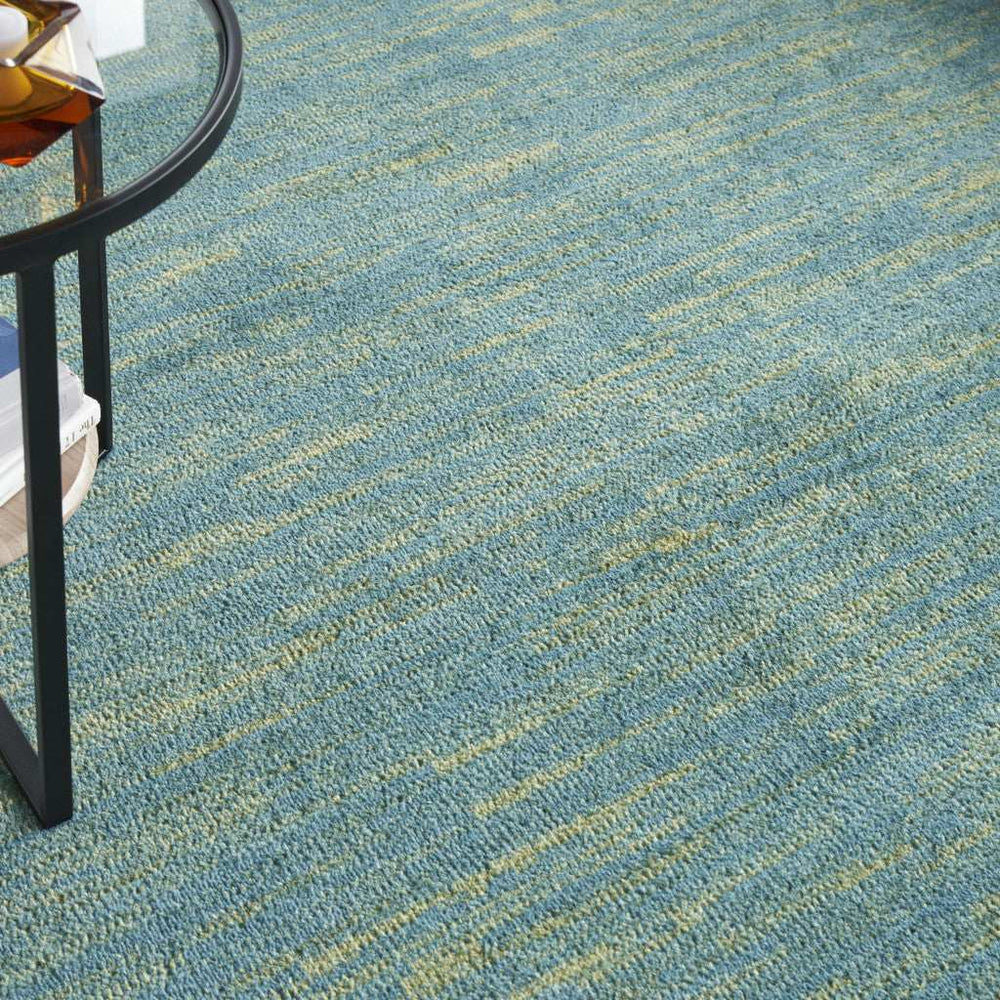 9' X 12' Blue And Green Striped Non Skid Indoor Outdoor Area Rug - Homeroots - Flyclothing LLC