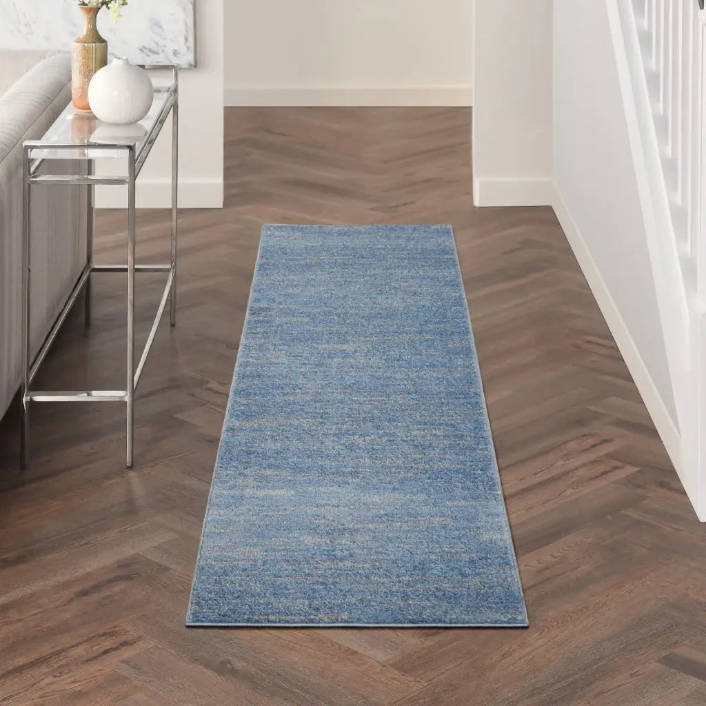 2' X 10' Blue And Grey Striped Non Skid Indoor Outdoor Runner Rug - Homeroots - Flyclothing LLC