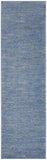 2' X 10' Blue And Grey Striped Non Skid Indoor Outdoor Runner Rug - Homeroots