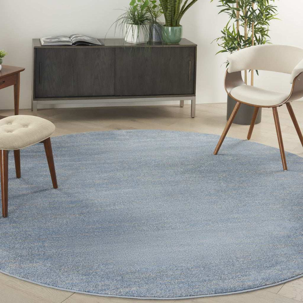 8' X 8' Blue And Grey Round Striped Non Skid Indoor Outdoor Area Rug - Homeroots - Flyclothing LLC