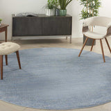 8' X 8' Blue And Grey Round Striped Non Skid Indoor Outdoor Area Rug - Homeroots - Flyclothing LLC