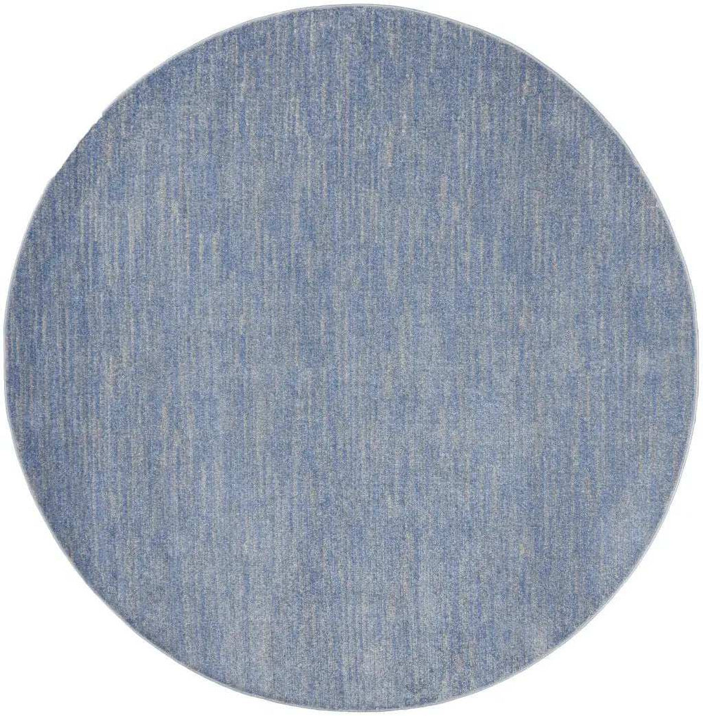 8' X 8' Blue And Grey Round Striped Non Skid Indoor Outdoor Area Rug - Homeroots - Flyclothing LLC
