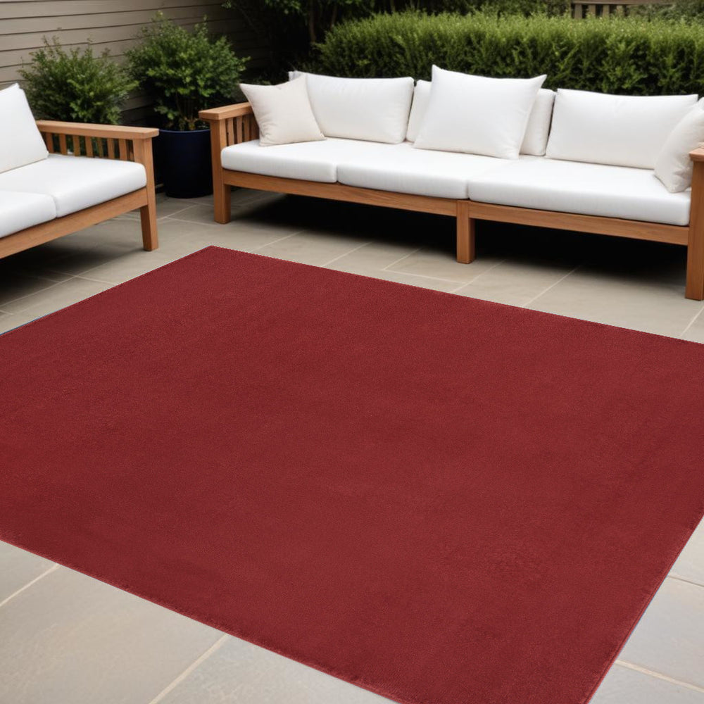 10' X 14' Brick Red Stain Resistant Indoor Outdoor Area Rug - Homeroots