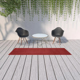 2' X 10' Brick Red Non Skid Indoor Outdoor Runner Rug - Homeroots