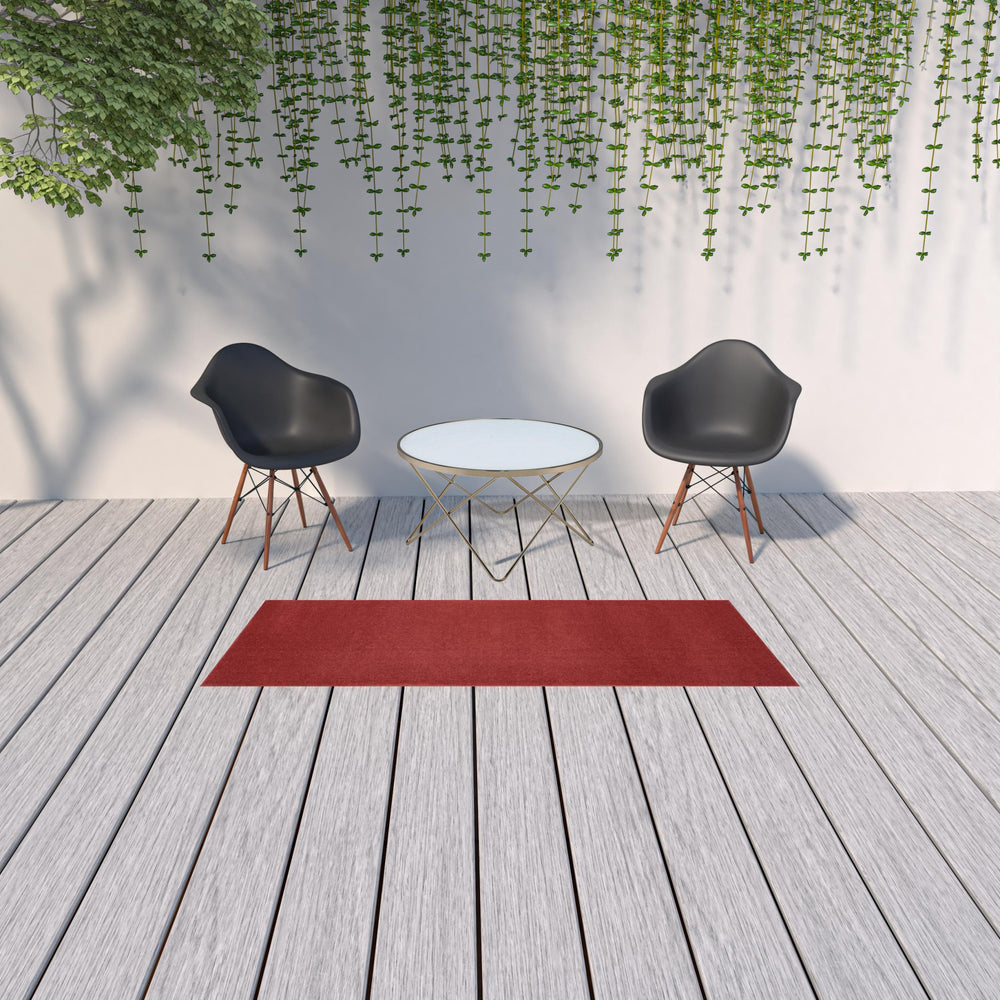 2' X 8' Brick Red Non Skid Indoor Outdoor Runner Rug - Homeroots
