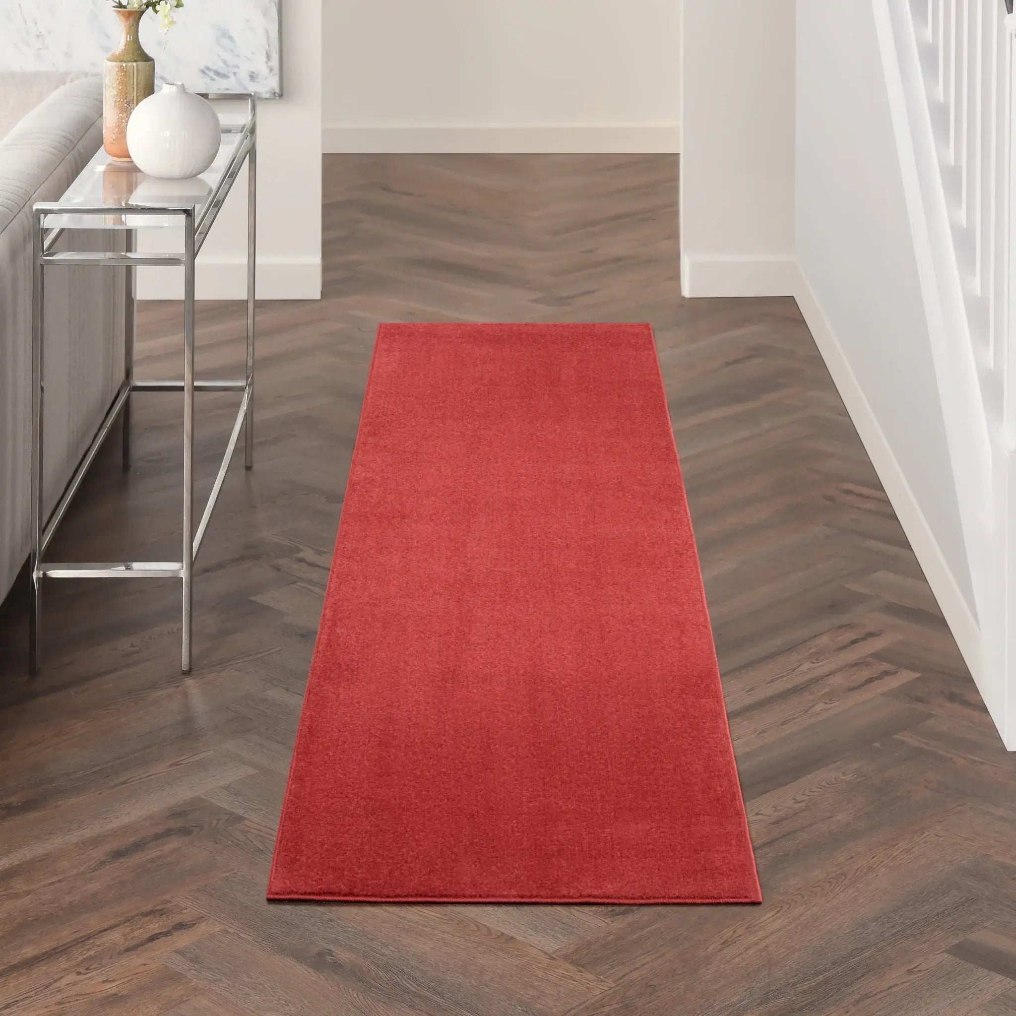 2' X 8' Brick Red Non Skid Indoor Outdoor Runner Rug - Homeroots - Flyclothing LLC