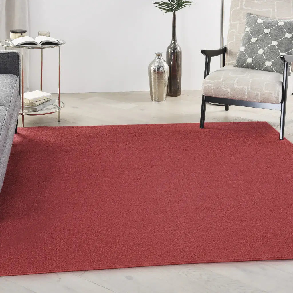 7' X 7' Brick Red Square Non Skid Indoor Outdoor Area Rug - Homeroots - Flyclothing LLC