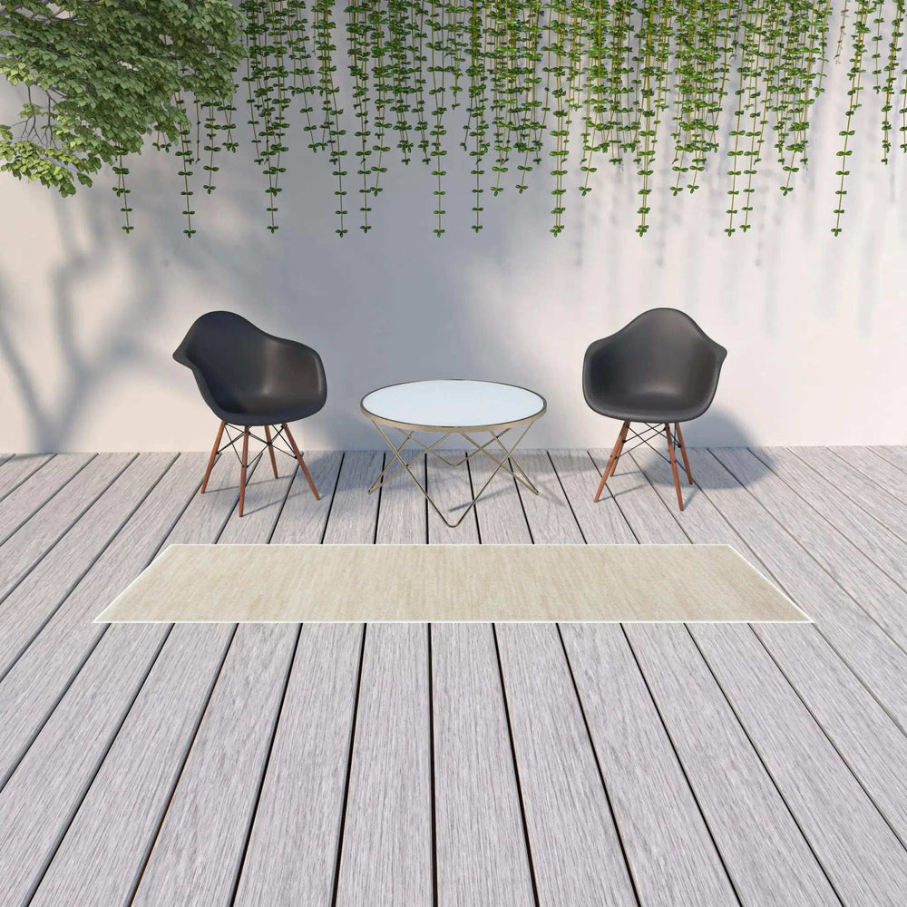 2' X 10' Ivory And Beige Non Skid Indoor Outdoor Runner Rug - Homeroots - Flyclothing LLC