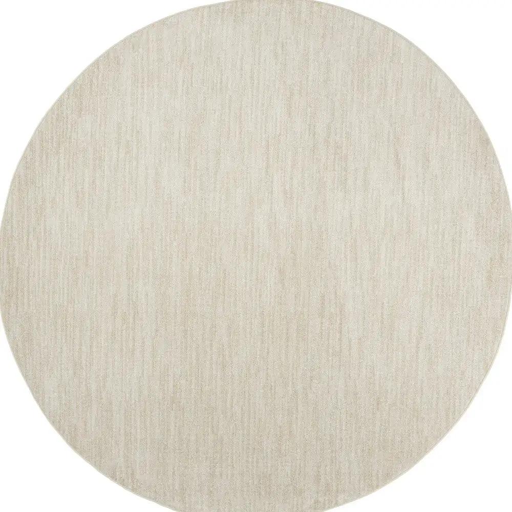8' X 8' Ivory And Beige Round Non Skid Indoor Outdoor Area Rug - Homeroots