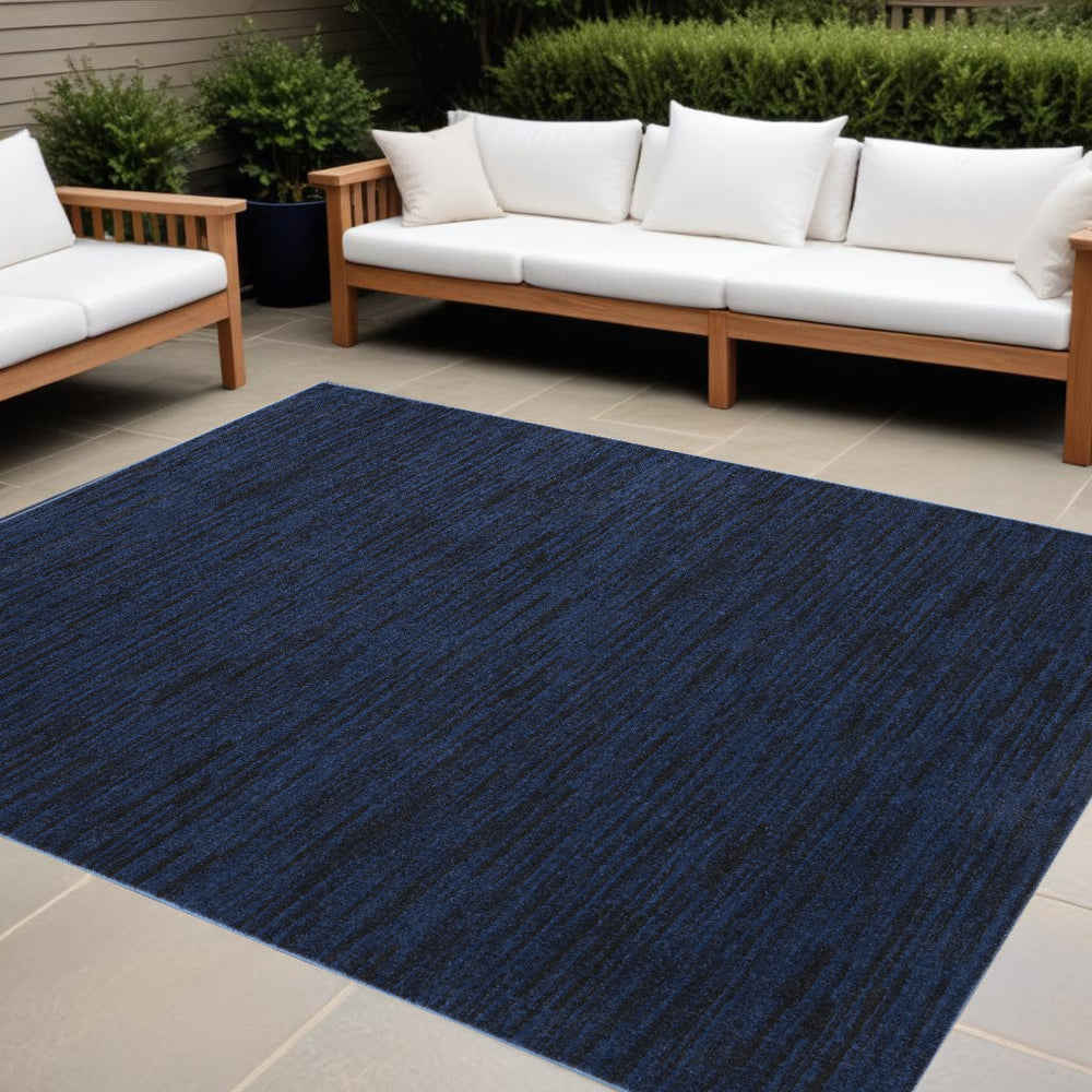 10' X 14' Midnight Blue Stain Resistant Indoor Outdoor Area Rug - Homeroots
