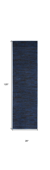 10' Midnight Blue Indoor Outdoor Runner Rug - Homeroots - Flyclothing LLC