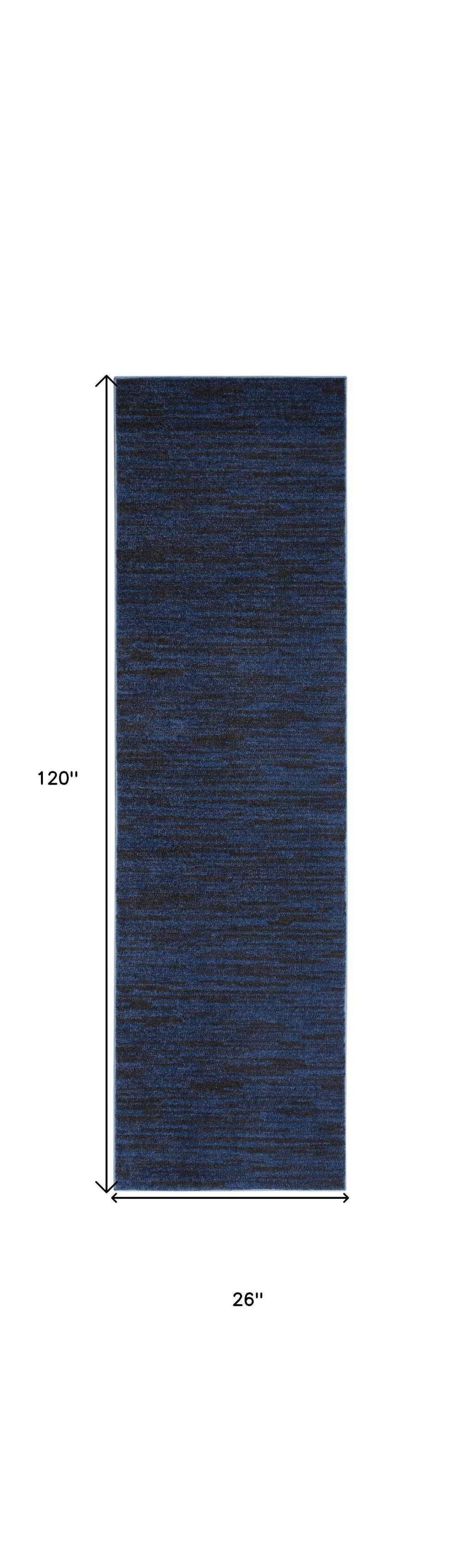 10' Midnight Blue Indoor Outdoor Runner Rug - Homeroots - Flyclothing LLC