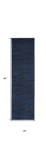 8' Midnight Blue Indoor Outdoor Runner Rug - Homeroots - Flyclothing LLC