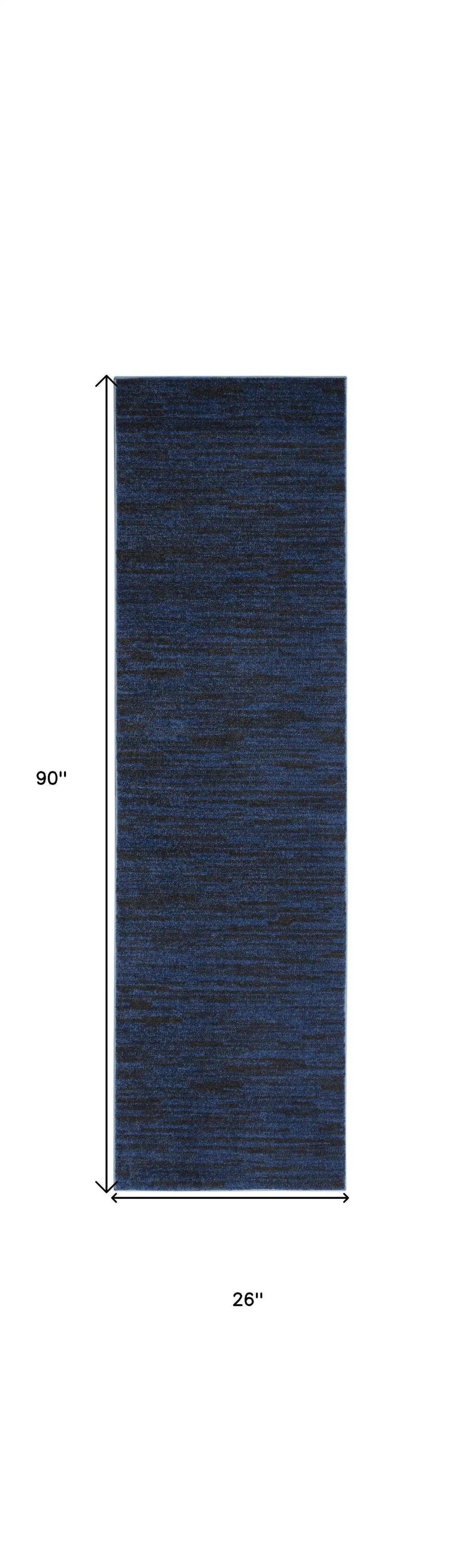 8' Midnight Blue Indoor Outdoor Runner Rug - Homeroots - Flyclothing LLC