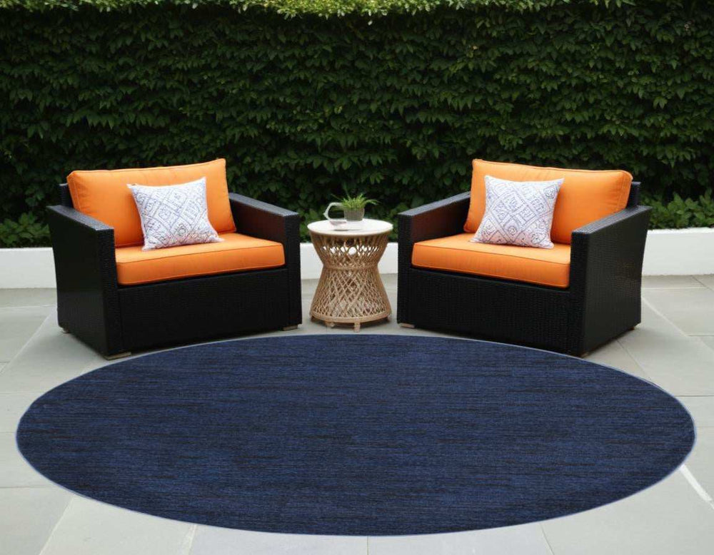 8' Midnight Blue Round Stain Resistant Indoor Outdoor Area Rug - Homeroots - Flyclothing LLC