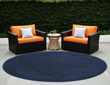 8' Midnight Blue Round Stain Resistant Indoor Outdoor Area Rug - Homeroots