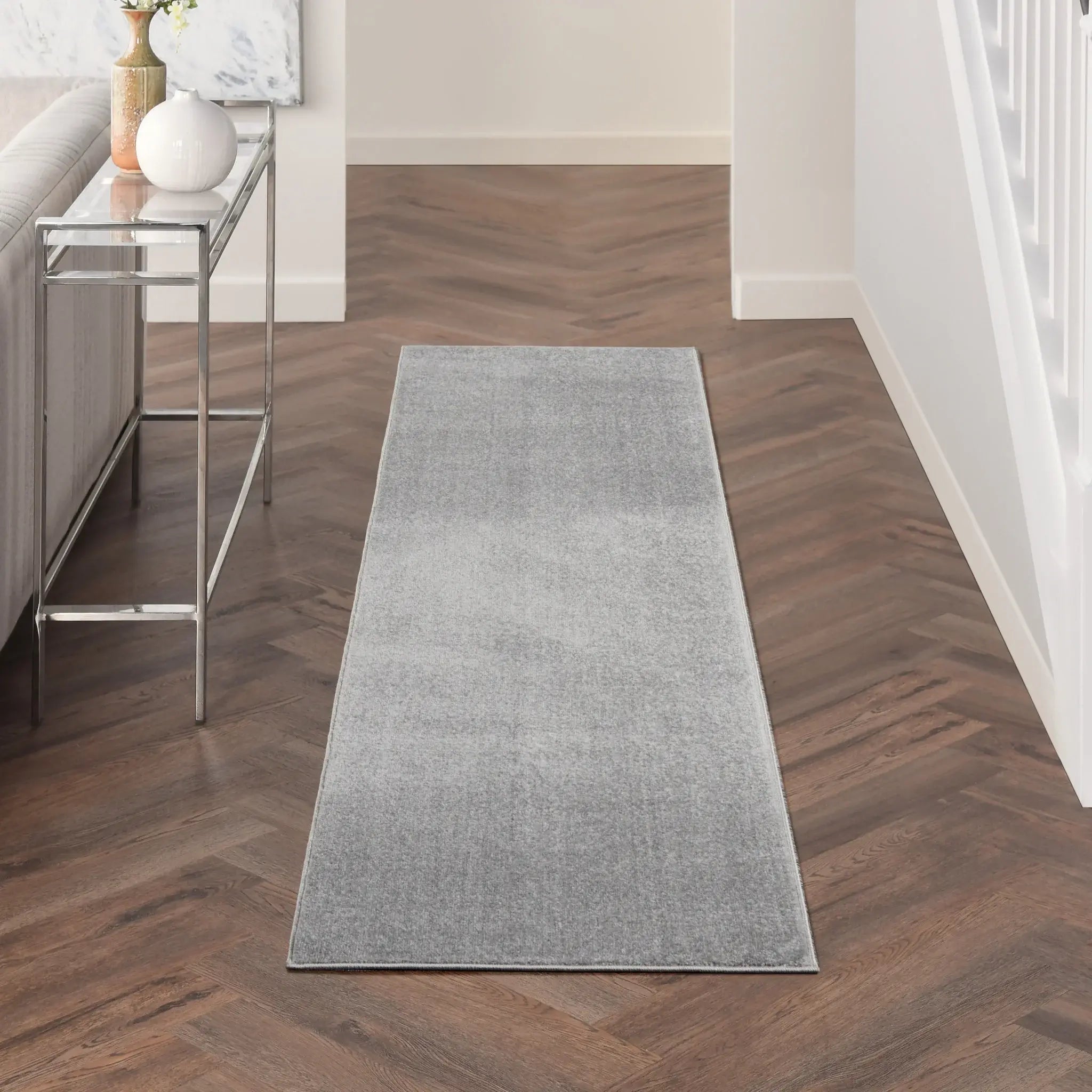 2' X 10' Silver Grey Non Skid Indoor Outdoor Runner Rug - Homeroots - Flyclothing LLC
