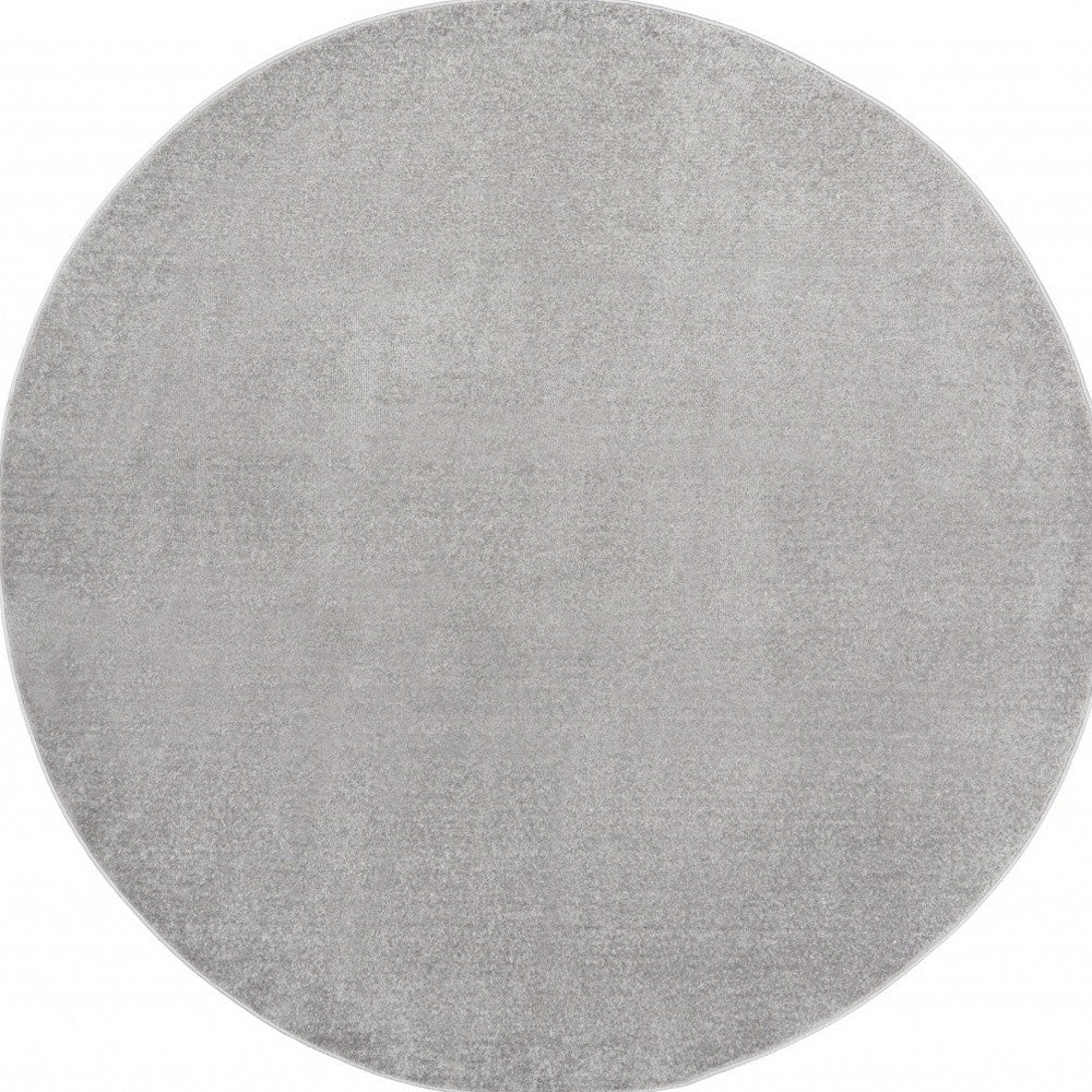 8' X 8' Silver Grey Round Non Skid Indoor Outdoor Area Rug - Homeroots
