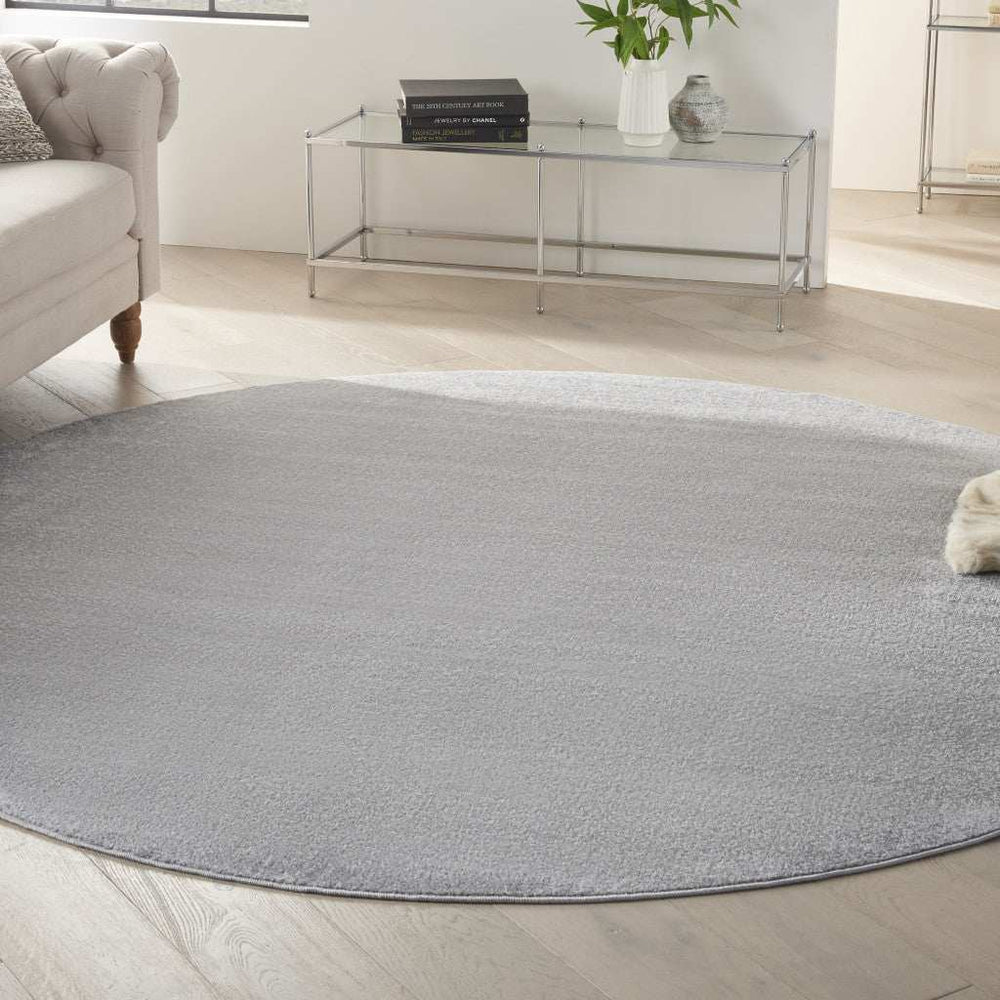 8' X 8' Silver Grey Round Non Skid Indoor Outdoor Area Rug - Homeroots - Flyclothing LLC