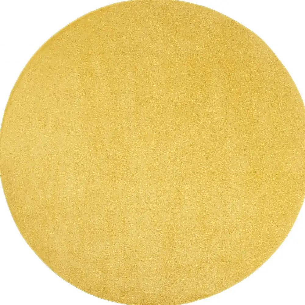 8' X 8' Yellow Round Non Skid Indoor Outdoor Area Rug - Homeroots