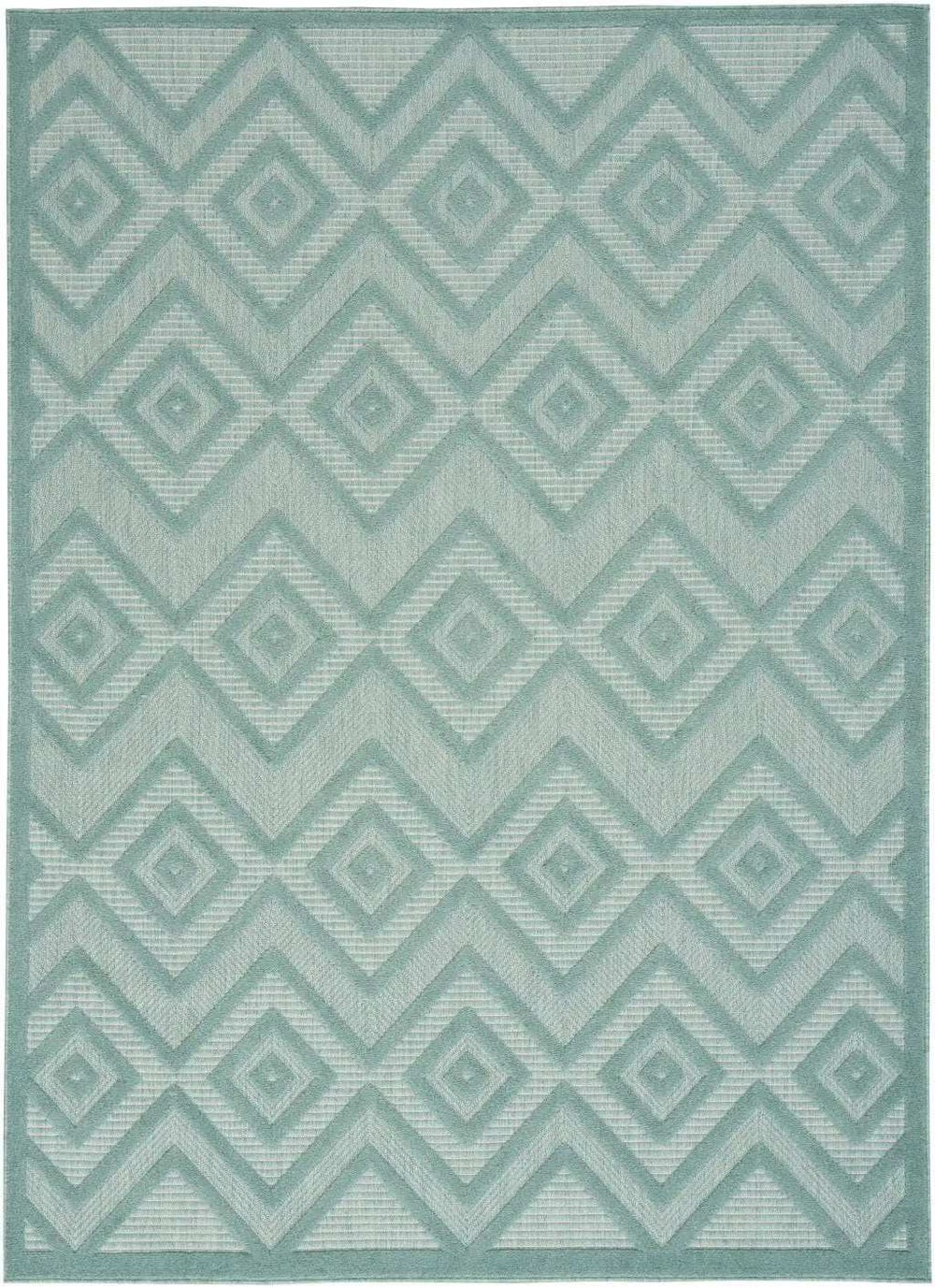 6' X 9' Aqua And Teal Argyle Indoor Outdoor Area Rug - Homeroots - Flyclothing LLC