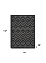 5' X 7' Charcoal Black Argyle Indoor Outdoor Area Rug - Homeroots - Flyclothing LLC