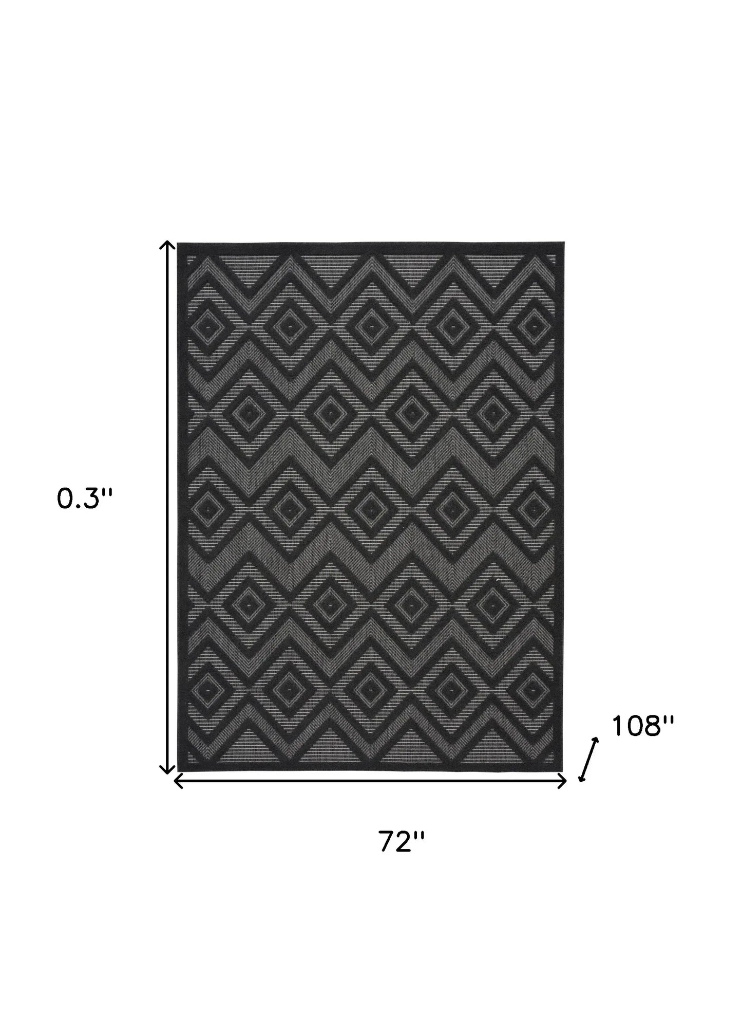 6' X 9' Charcoal Black Argyle Indoor Outdoor Area Rug - Homeroots - Flyclothing LLC