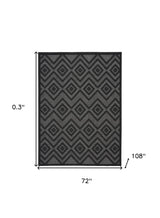 6' X 9' Charcoal Black Argyle Indoor Outdoor Area Rug - Homeroots - Flyclothing LLC