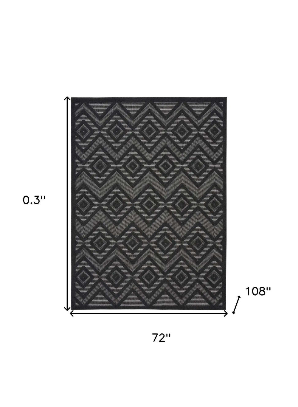 6' X 9' Charcoal Black Argyle Indoor Outdoor Area Rug - Homeroots - Flyclothing LLC