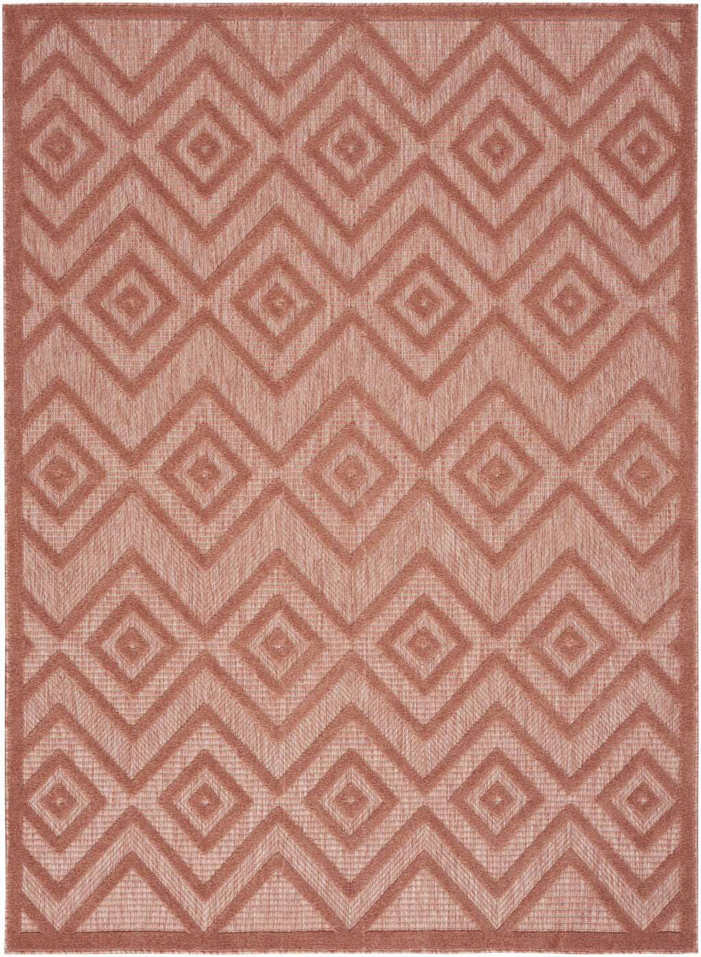 5' X 7' Coral Orange Argyle Indoor Outdoor Area Rug - Homeroots - Flyclothing LLC