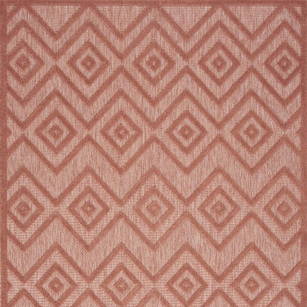 5' X 7' Coral Orange Argyle Indoor Outdoor Area Rug - Homeroots - Flyclothing LLC